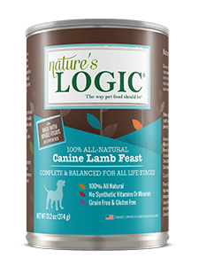 Nature's Logic Canine Lamb Feast canned dog, wet food.
