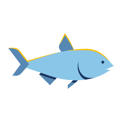 Blue sardine fish drawing for pet food.