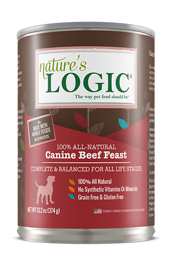 Canine Beef Feast canned dog food from Nature's Logic.