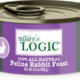 A can of Nature's Logic 100% All Natural Feline Rabbit Feast wet cat food.