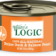 A can of Nature's Logic 100% All Natural Feline Duck & Salmon Feast wet cat food.