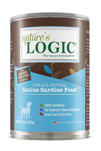 Canine Sardine Feast canned wet dog food from Nature's Logic.