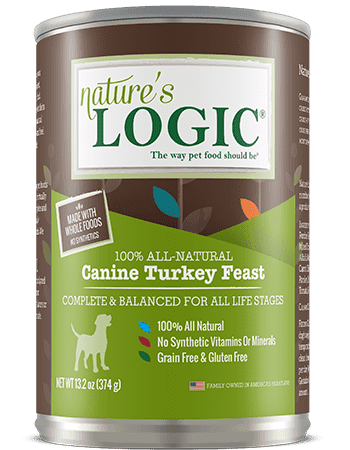 Canine Turkey Feast canned wet dog food from Nature's Logic.