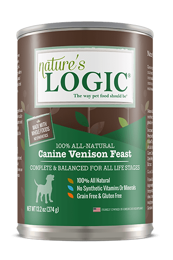 Canine Venison Feast canned wet dog food from Nature's Logic.