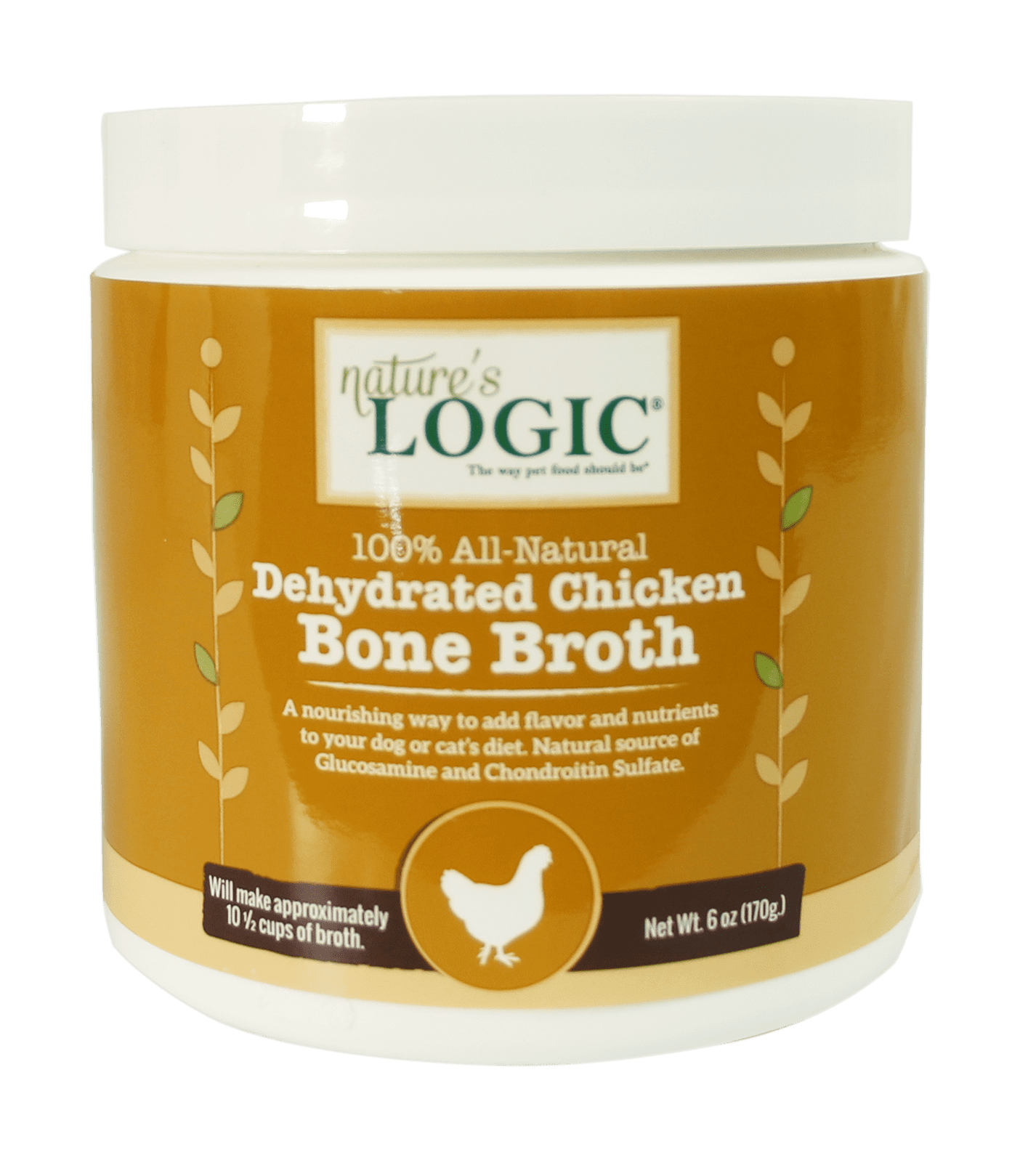 Nature's Logic 100% all natural dehydrated chicken bone broth for pets.