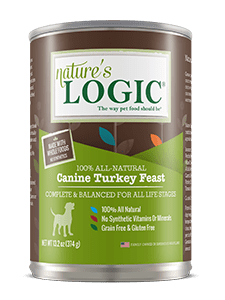 Nature's Logic Canine Turkey Feast canned, wet dog food.
