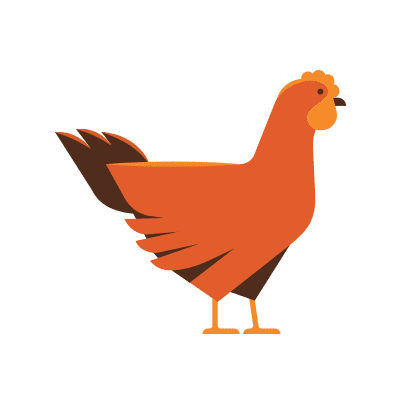 Orange drawing of chicken for chicken pet food.