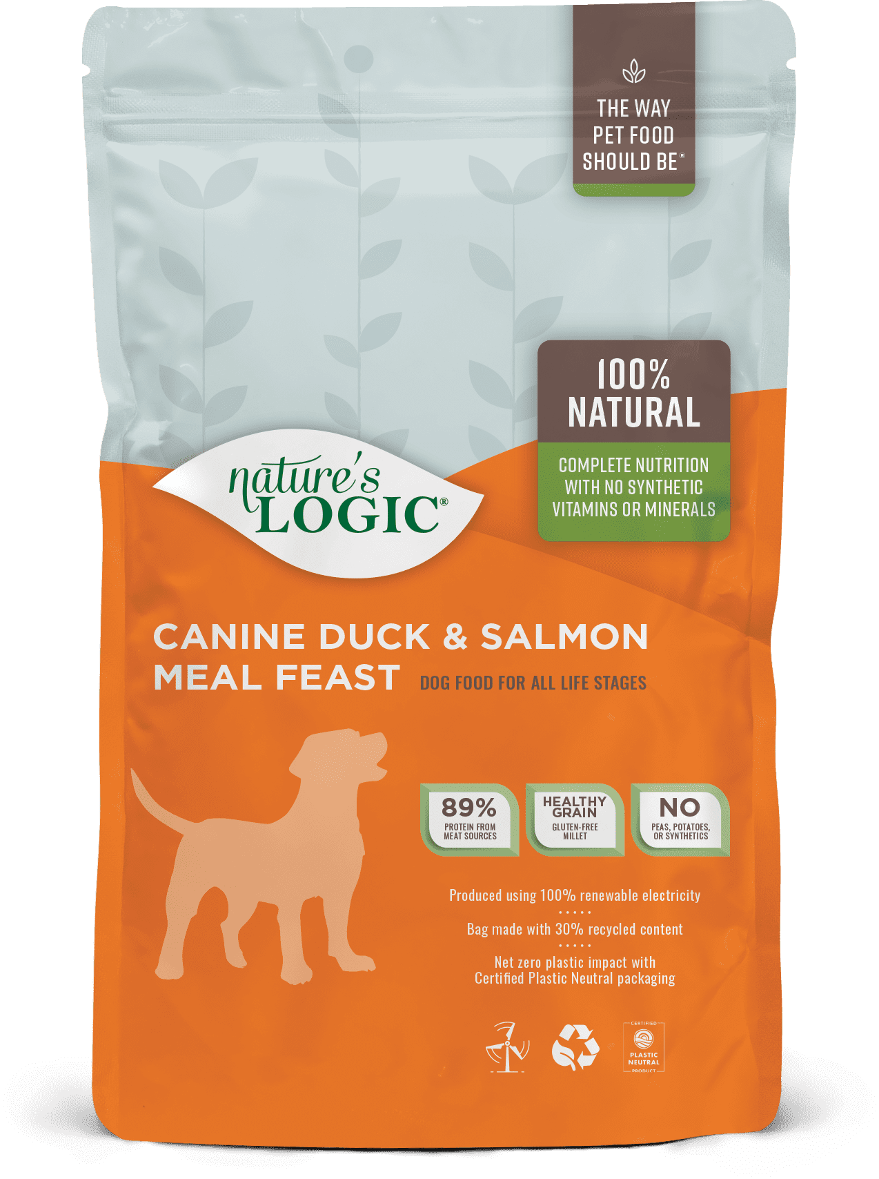 Nature's Logic Canine Duck & Salmon Meal Feast dry dog food kibble.