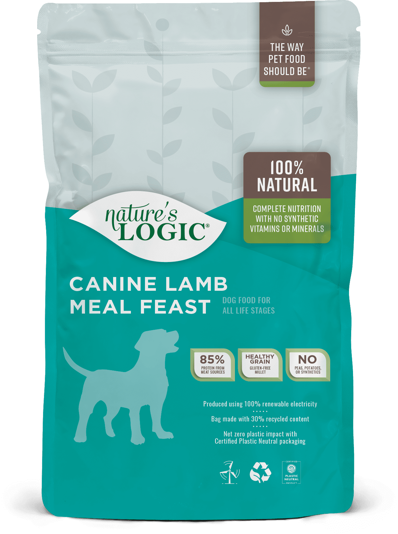 Nature's Logic Canine Lamb Meal Feast bag.
