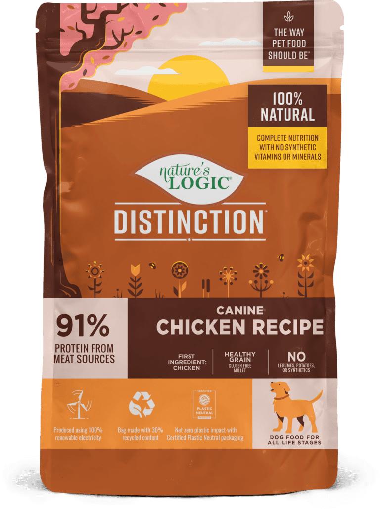 Nature's Logic Distinction Canine Chicken Recipe bag.
