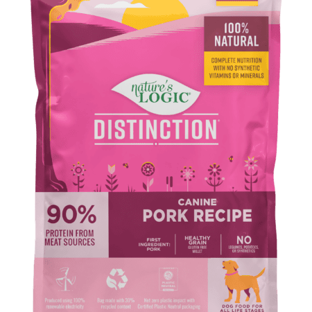 Nature's Logic Distinction Canine Pork Recipe dry dog food kibble.