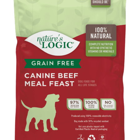 Nature's Logic Canine Grain Free Beef Meal Feast bag.