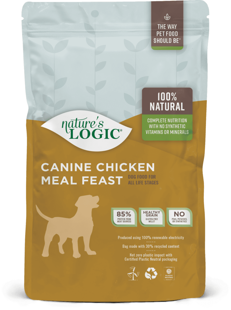 Nature's Logic Canine Chicken Meal Feast dry dog food kibble.