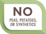 No peas, potatoes, or synthetics icon.