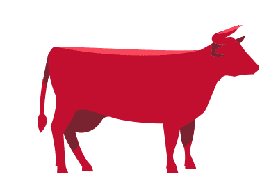 red drawing of cow