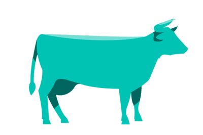 green drawing of cow